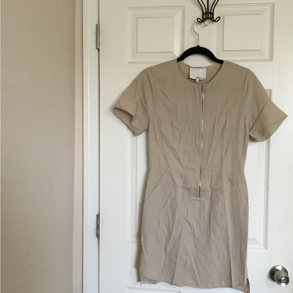 3.1 phillip lim scalloped lae mini tan beige dress size 4